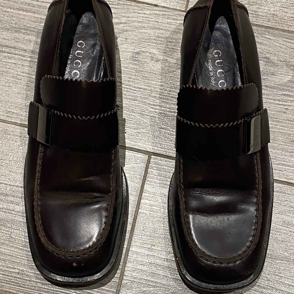 Gucci Women's Rich Dark Brown Leather Loafers
